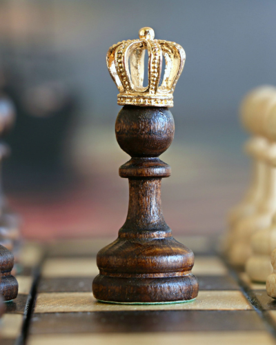 Chess pawn crowned king, used to show strategies for those who learn differently