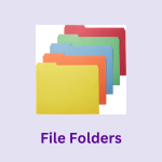 School supply, classroom supply, or office supply: file folders. Image of multi-colored file folers.