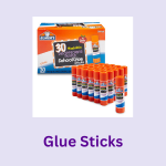 School supply, classroom supply, or office supply: glue sticks. Image of package of Elmer's glue sticks.