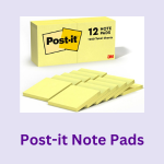 School supply, classroom supply, or office supply: post-it note pads. Image of package of yellow Post-it note pads.